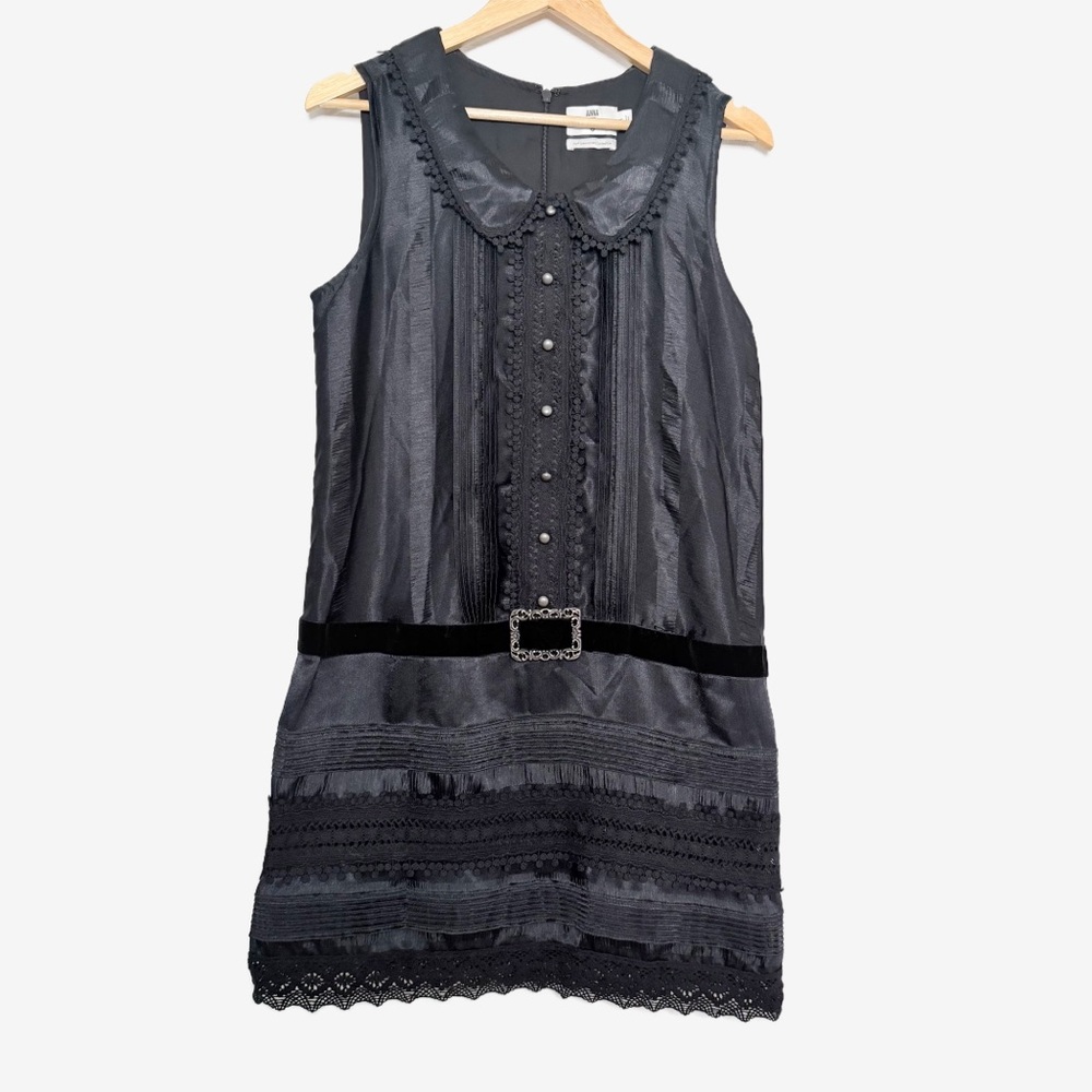 Anna Sui Black Lace Trim Mini Dress Sz Medium